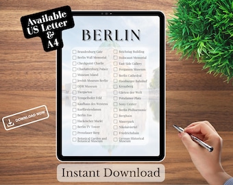 Berlin Bucket Liste der Must-See Seiten - Deutschland Reise Wunschliste - Printable Wanderlust To Do Liste - 5 Digital Download Files - US Letter/ A4
