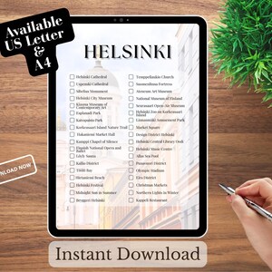 Helsingfors Bucket List: Utskrivbar reselista för Finland (5 digitala nedladdningar, US Letter/A4)