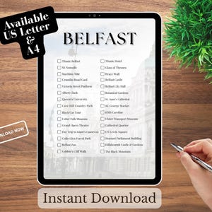 "Belfast Bucket List: ""Nordirland Reise"" Checkliste (Digitaler Download, US Letter/A4)"