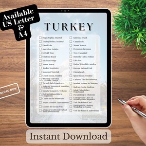 Türkei Bucket List der Must-See-Seiten - Türkei Reise Wunschliste - Druckbare To Do Liste - 5 digitale Download-Dateien PNG PDF - US Letter / A4
