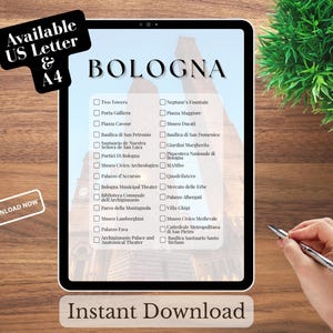 Bologneser Italien Bucket List: Reise To-Do Liste (Digitaler Download, US Letter/A4)