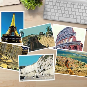 European Memories Postcards Digital Prints - Set of 6 Digital Downloads, Travel Nostalgic Watercolor Photographs, Gift for Traveler