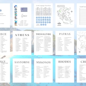 Griechenland Printable Travel Starter Guide mit Karten, Website-Listen, Journal - Digitaler Download - Festland Griechenland, Peloponnes, griechische Inseln