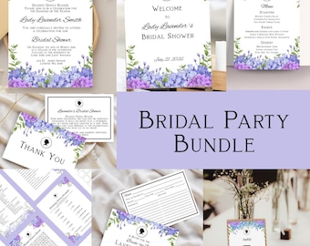 Royal Teatime Violet and Blue Floral Party Planning Bundle, For Bridal Shower, Floral Invite, Historical Romance Themed, Book Themed