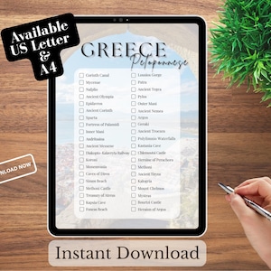 Griechenland Travel Bucket List: Peloponnes Sehenswürdigkeiten (Digitaler Download, PDF / PNG Dateien)