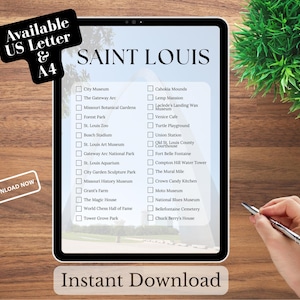 Saint Louis Bucket List of Must-See Sites - Missouri Travel Wishlist - USA Printable Wanderlust To Do List - 4 Digital Download Files