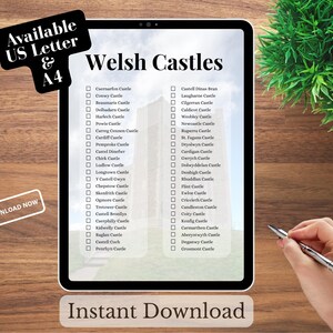 "Blickfangliste für die walisische Burg: ""Englische Sprache"" (Digitaler Download, US Letter/A4)"