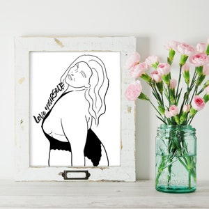 Digital Download Line art Boudior Body positive woman