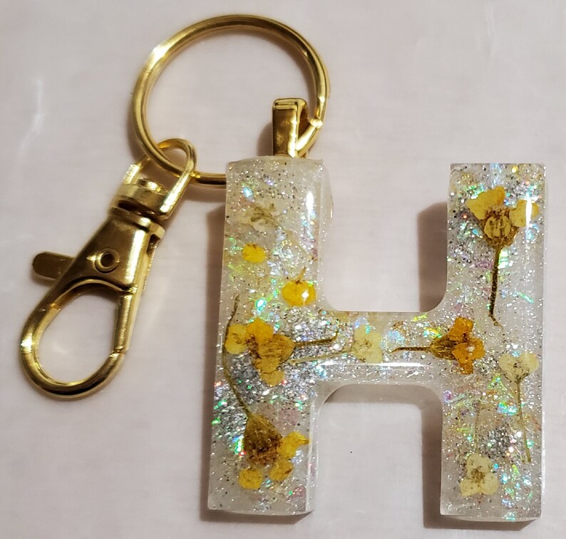 Letter H Resin Keychain Etsy