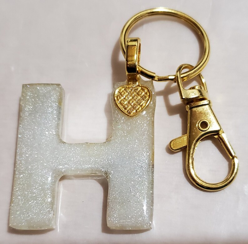 Letter H Resin Keychain Etsy
