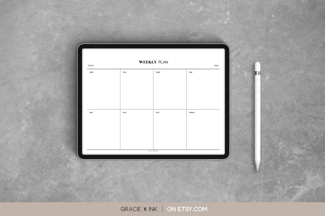 IPad Blank Weekly Calendar Etsy