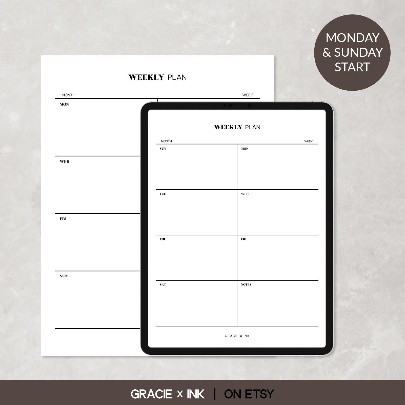 Generic Week Calendar Pdfs Minimalist Undated Weekly Calendar PDF Template, Weekly Schedule ...