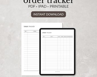 Minimalist Order Tracker PDF Template, Online Purchase Tracker, Shopping List, Purchase List, Shipping Tracker, Instant Download