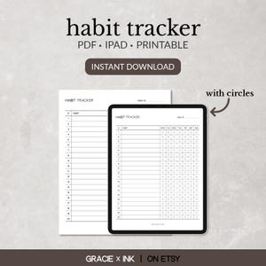 Minimalist Habit Tracker with circles PDF Template, Digital Habit Tracker, Goal Tracker, Weekly Tracker, Instant Download