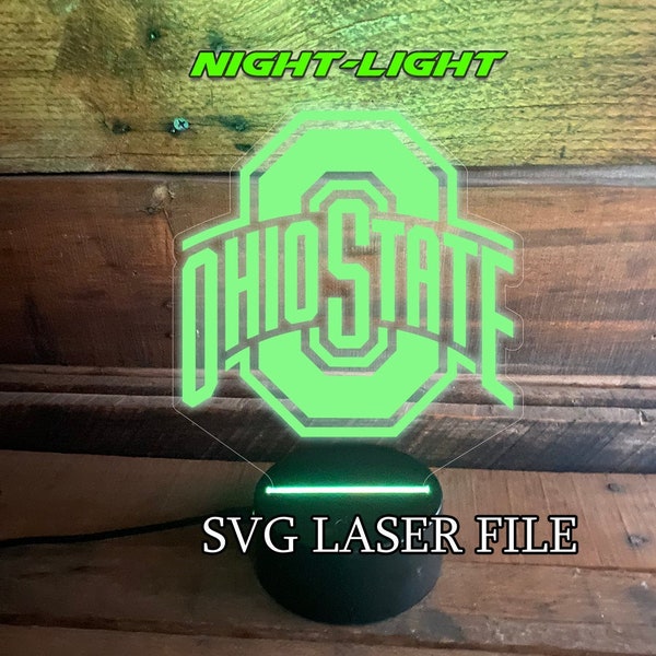 Ohio State Night-Light Acrylic Laser Cut File - Glowforge Optimized