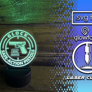 Glock Night-Light Acrylic Laser Cut File - Glowforge Optimized