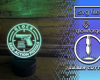 Glock Night-Light Acryl Laser Cut File - Glowforge Geoptimaliseerd