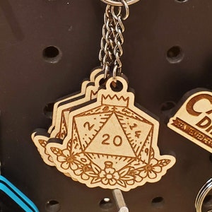 D20 Die Dnd Dice Chaveiro Arquivo de corte a laser - Glowforge otimizado