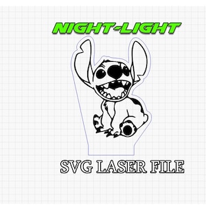 Stitch Night-Light Acrylic Laser Cut File - Glowforge Optimized