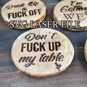 Inappropriate Offensive Funny Coaster Set Laser Cut File - Glowforge Optimized