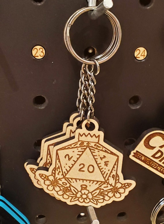 D20 Die Dnd Dice Key Chain Laser Cut File Glowforge Optimized