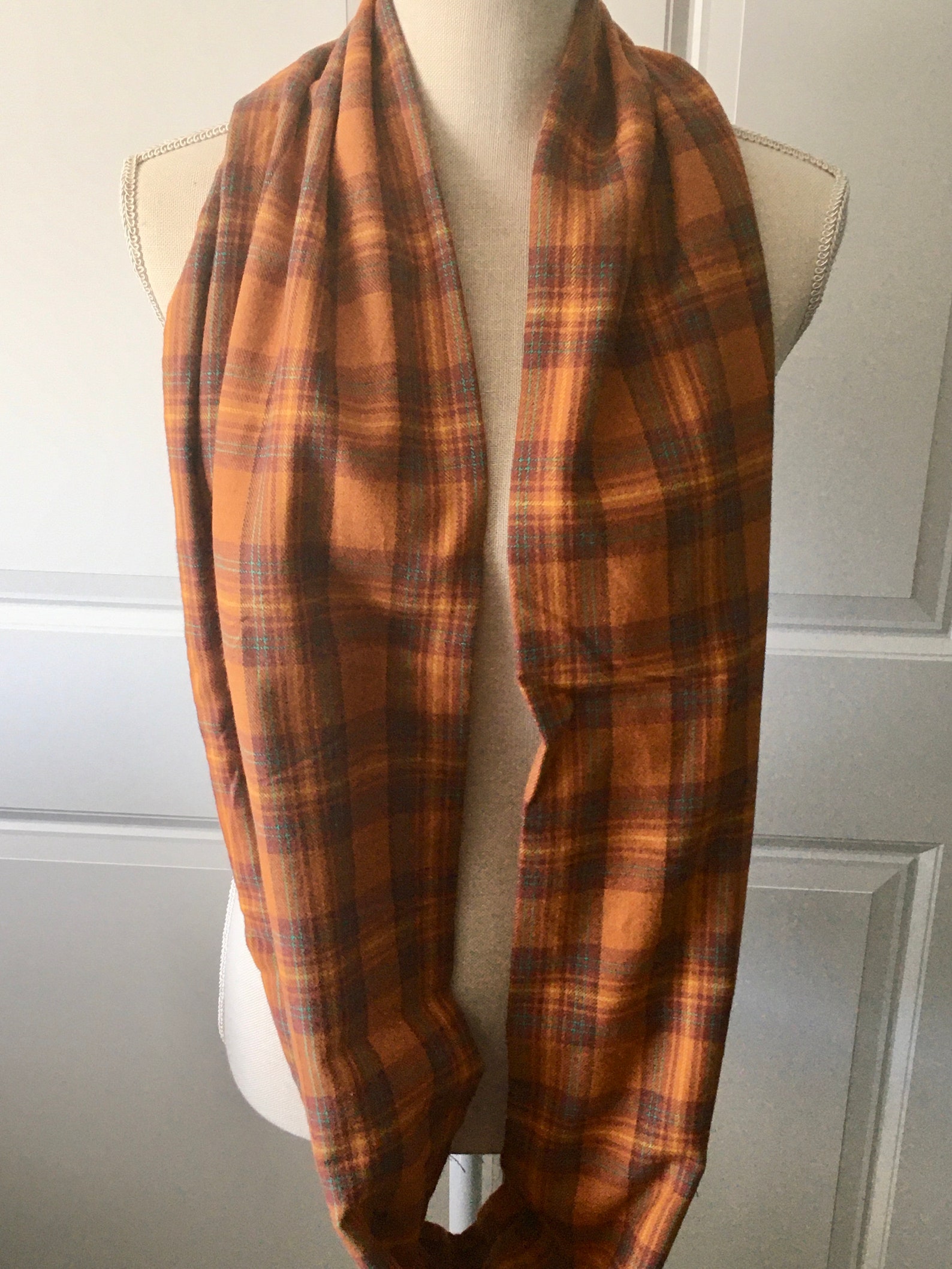 Burnt Orange Plaid Autumn Women's Infinity Scarf Fall Etsy