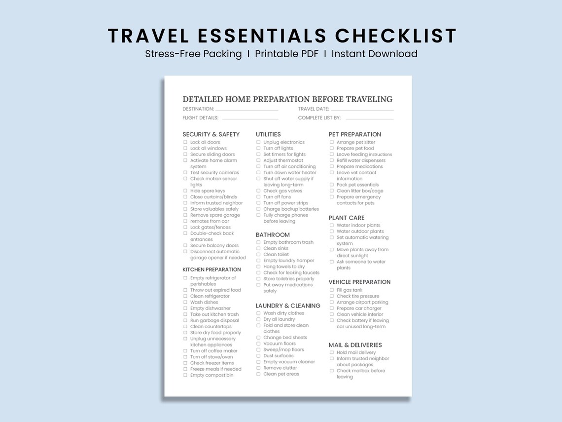 Travel Essential List.pdf Mens Travel Packing Checklist Printable, Vacation Essentials Travel ...
