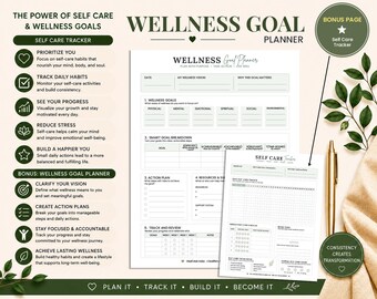 Planer Celów Wellness do Wydruku | Śledzenie Samoopieki | Planer Wellness | Planer Samoopieki | Planer Rozwoju Osobistego | Śledzenie Zdrowych Nawyków
