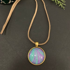 Handmade Marbled Pendant, Handmade Abstract Necklace