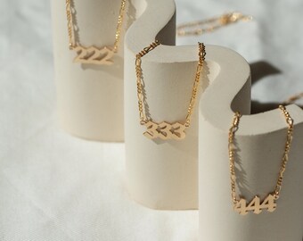 Engelen nummer kettingen, 111 ketting, 222 ketting, 444 ketting, 777 ketting, engelen nummers, 14k goud gevulde kettingen