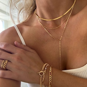 Herringbone necklace gold, snake chain gold, 14k gold filled necklace, gold herringbone chain, gifts for her, minimalist jewelry