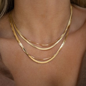 Dainty gold necklace, minimalist necklace, box chain necklace, dainty necklace, layering necklace, gift for her, minimalist jewelry