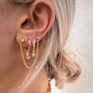 double piercing earring, stud earring, earring set, stack earrings, double piercing earring set, multiple piercing earring