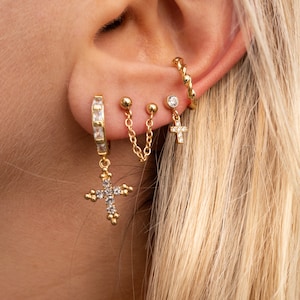 double piercing earring, stud earring, double piercing earring set, double piercing, multiple piercing earring, double studs