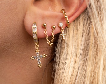 double piercing earring, stud earring, double piercing earring set, double piercing, multiple piercing earring, double studs