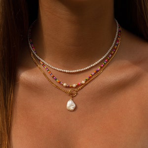 Freshwater pearl necklace, pearl necklace for women, pearl necklace for men,  beaded necklace, beaded choker necklace, beach jewelry