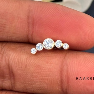 Piper 14K Gold Diamond Stud Earring: Invisible Set Open Curve Conch Piercing