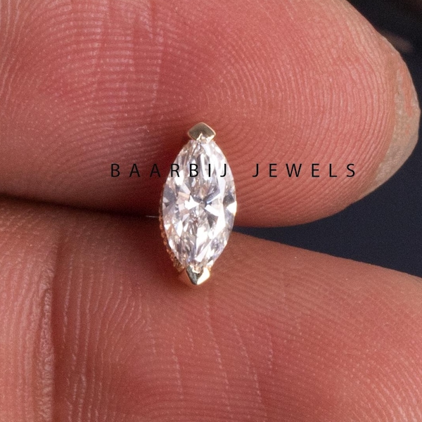 Miriam Single Marquise Lab Diamond Stud Earring: 16 Gauge Threaded Labret