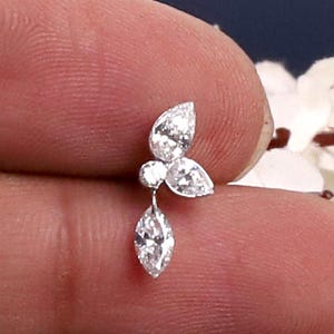 Diane Solid Gold Teardrop Lab Grown Diamond Stud Earring: Piercing For Her