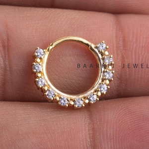 Patricia Gold Diamond Septum Clicker: Helix Ear Cuff Piercing
