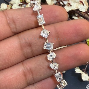 Nevenka gemengde multi-vorm diamanten tennisarmband: griffelset zilver cadeau