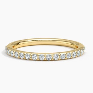 Adeline Round Lab Grown Diamond Simple half eternity Band / Petite Shared Prong Gold Ring / Gold Silver Band