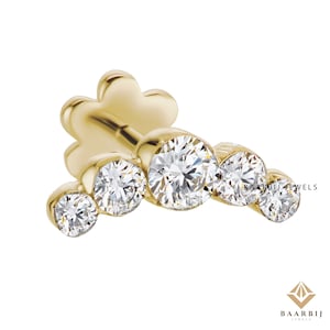 Piper High Sparkle fünf Diamanten Invisible Set Offene Kurve Eingefädelt 14K Gold Bolzenohrring Conch Piercing Single Stud