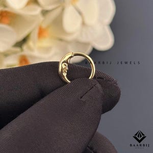 Kerry&#39;s 14K Solid Gold Moon Face Hinged Segment Clicker Ring Western Helix Ring Septum Clicker, Conch Ring Tragus Ring