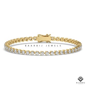 Three Prong Round Diamond Tennis Bracelet in lab grown diamond / Stackable Bracelet 925 Silver / Bracelets for her / Gift For her