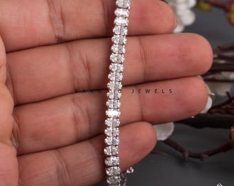 Nixie Oval Moissanite Diamond Tennis Bracelet: 925 Sterling Silver Prong Setting