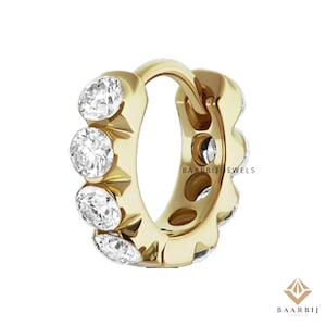 Freya Solid Gold with Lab grown Diamond invisible setting Eternity Hoop Earring piercing for her