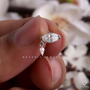 Louise Solid Gold Lab Grown Marquise kite Teardrop Stud Earring