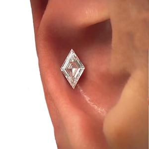 Aman Solid Gold Single Kite Lab Grown Stud Earring: Invisible Set Piercing