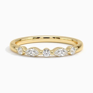 Jessica Round and marquis Moissanite Diamond Ring /Engagement Ring/ Alternate Diamond Band For Everyday Wear